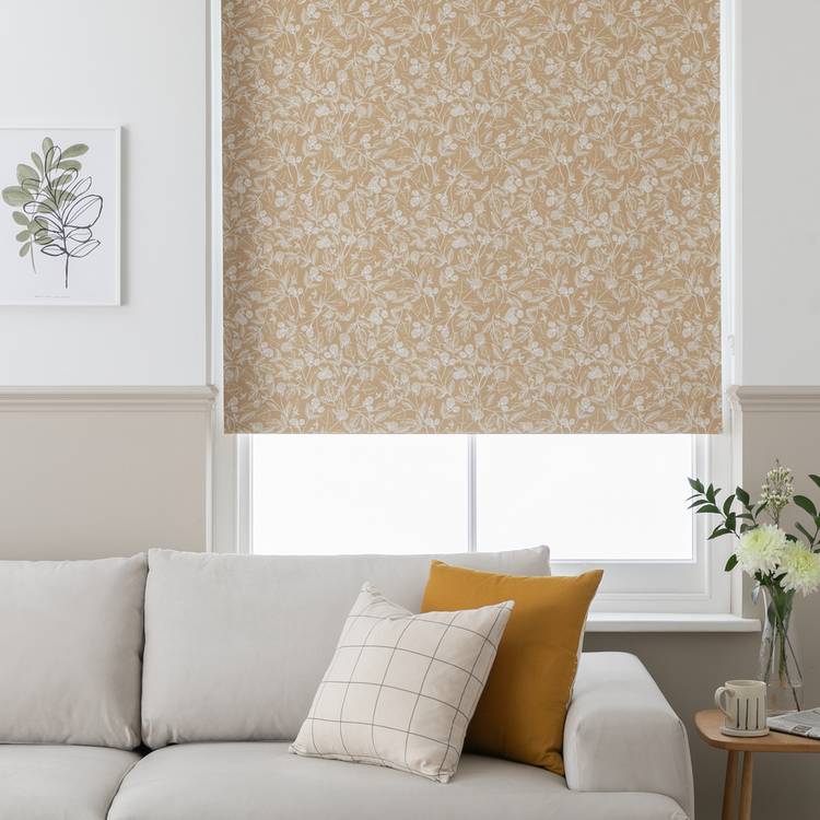 Argos Home Floral Blackout Mustard Roller Blind - 180cm 0