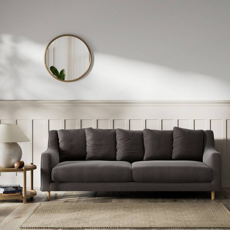 Habitat Swift Velvet  3 Seater Sofa - Grey - Ash leg 0