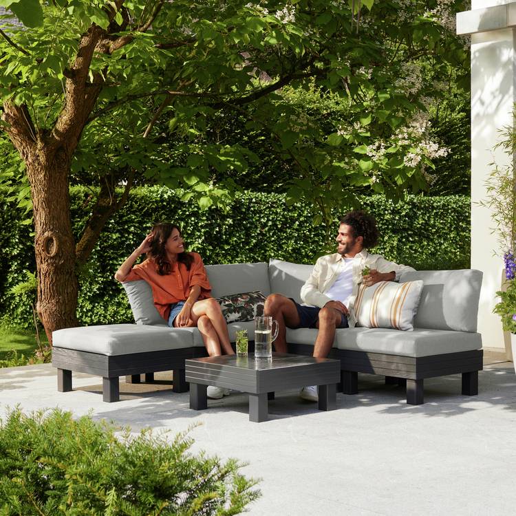 Keter Elements 5 Seater Plastic Garden Sofa Set - Grey 0