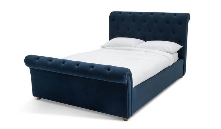 Argos Home Harrogate Kingsize Velvet Ottoman Bed Frame -Navy