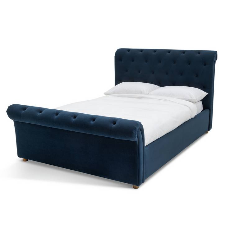 Argos Home Harrogate Kingsize Velvet Ottoman Bed Frame -Navy 0