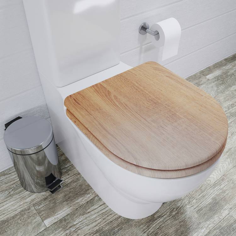 Croydex Levico Slow Close D Shaped Toilet Seat - Oak 0