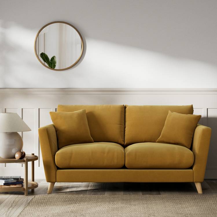 Habitat Lomond Fabric 2 Seater Sofa - Gold - Ash Leg 0