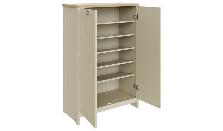 GFW Lancaster Grey and Oak 2 Door 1 Drawer Shoe Cabinet