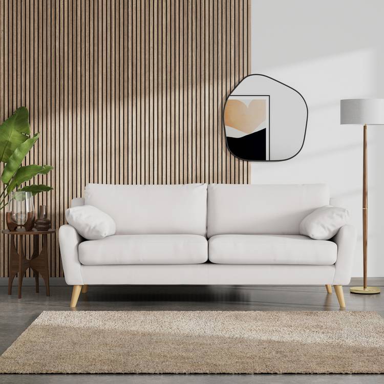 Habitat Ivor Fabric 4 Seater Sofa - Natural - Ash Leg 0