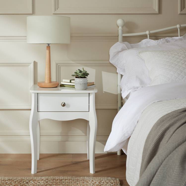 Argos Home Amelie 1 Drawer Set of 2 Bedside Tables - White 0