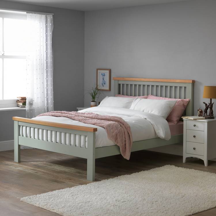 Argos Home Aubrey Double Wooden Bed Frame - Sage Green 0
