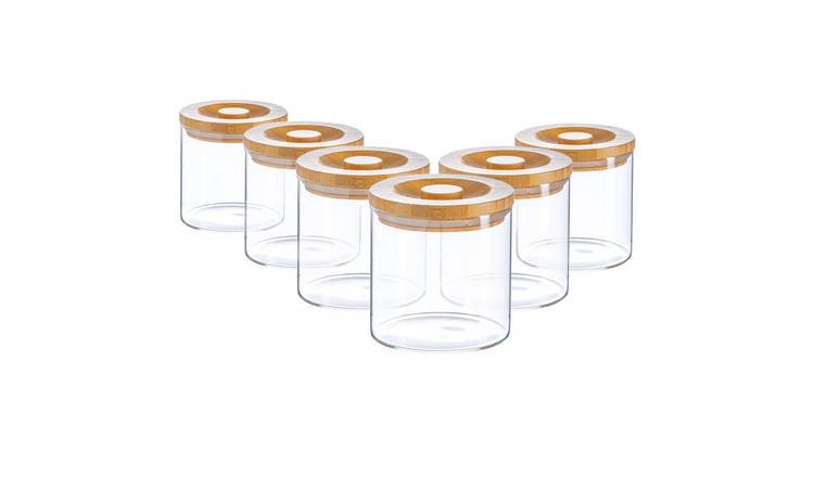 Argon Tableware Scandi Storage Jar with Wooden Lid- Pack of 6