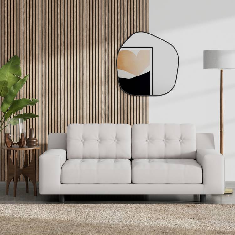 Habitat Hendricks Fabric 2 Seater - Natural - Black Leg 0