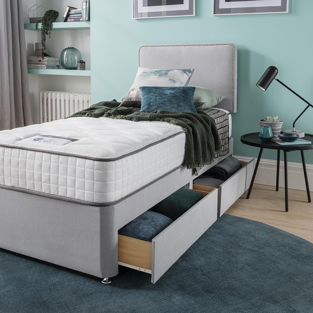 Silentnight Pavia Single Memory 2 Drawer Divan Bed - Grey