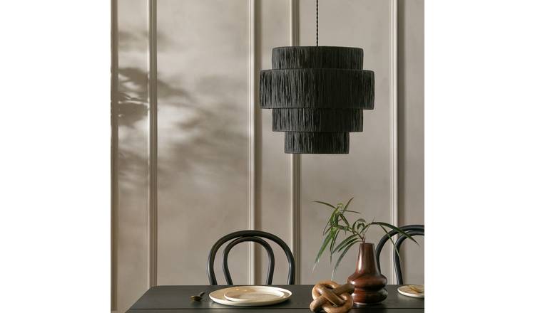 Habitat Salto Raffia Black 4 Tier Pendant shade - 40cm