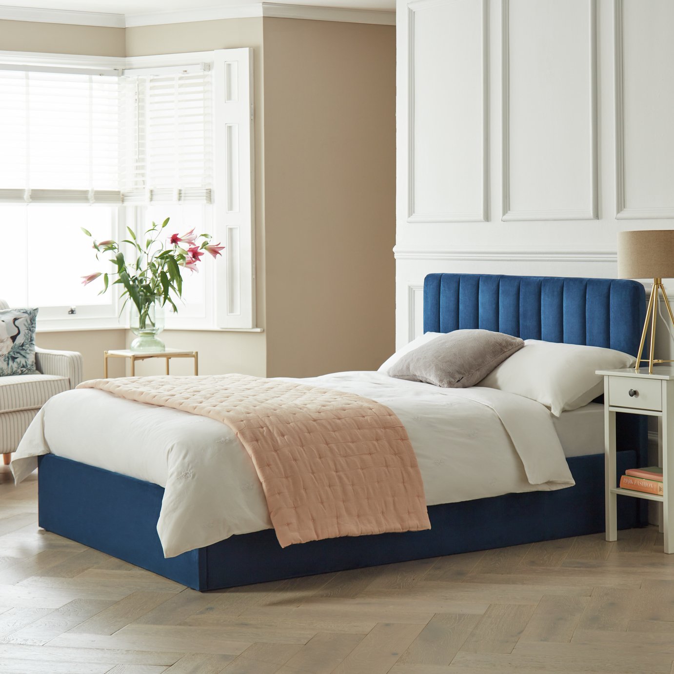 Habitat Pandora Small Double Ottoman Bed Frame - Navy