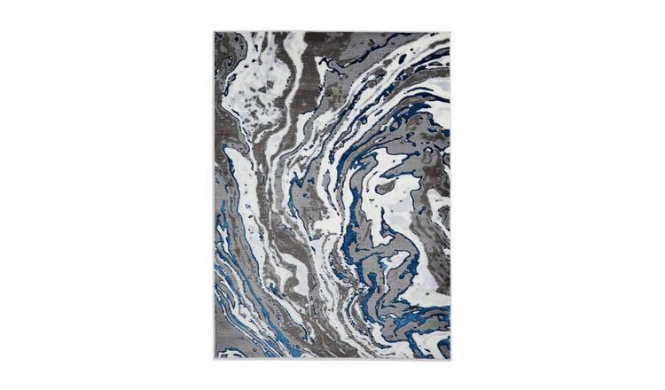 Mega Flooring Navy Modern Abstract Rug - 80 x 150cm