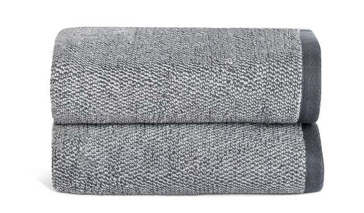 Buy Habitat Marl 2 Pack Hand Towel - Black | Bath towels | Argos