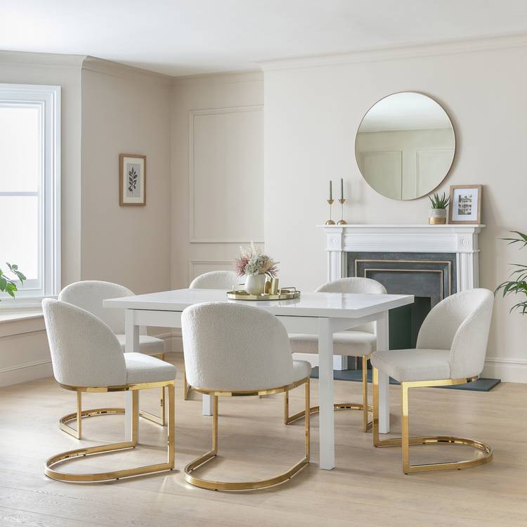 Argos Home Lyssa Ext White Dining Table & 6 White Chairs 0
