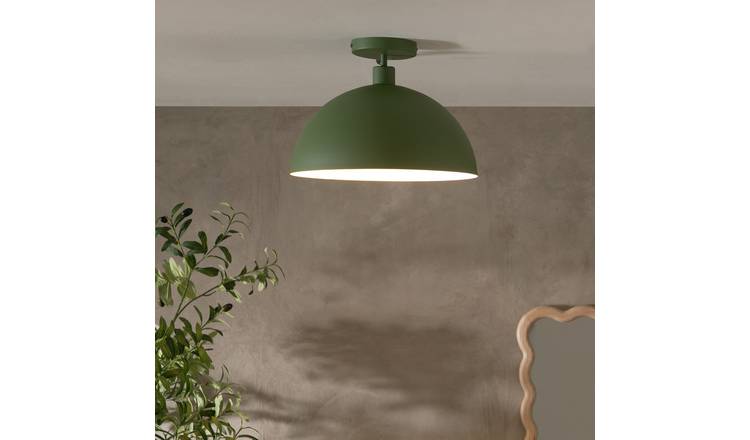 Habitat Steel Mushroom Flush Celling Light - Green