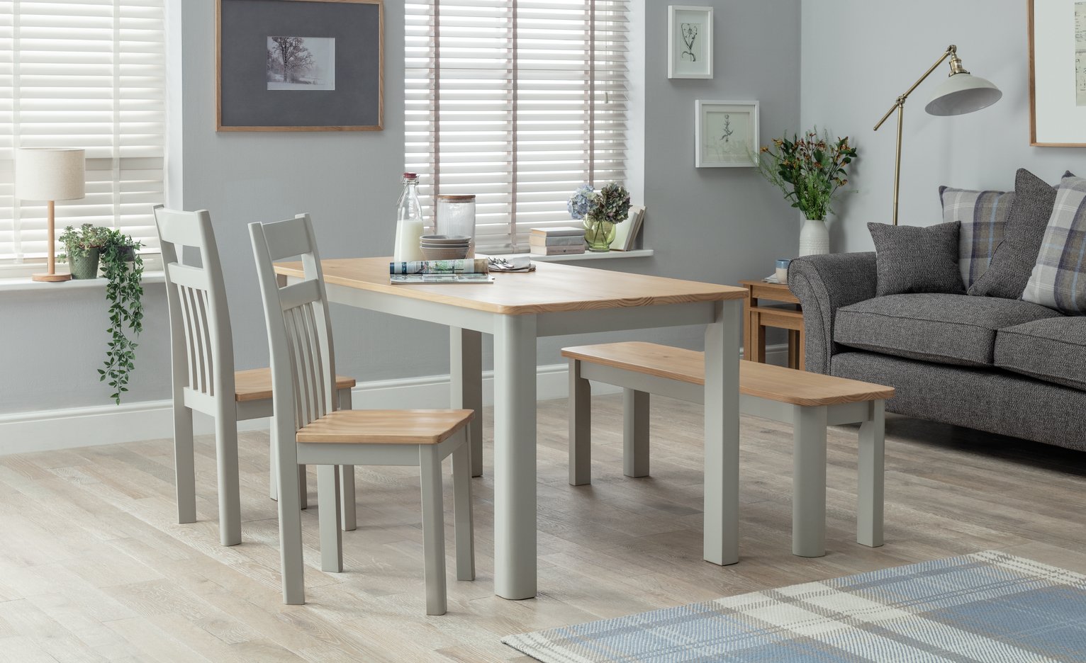 Argos Home Bournemouth Wood Table, 2 Two Tone Chairs & Bench Review