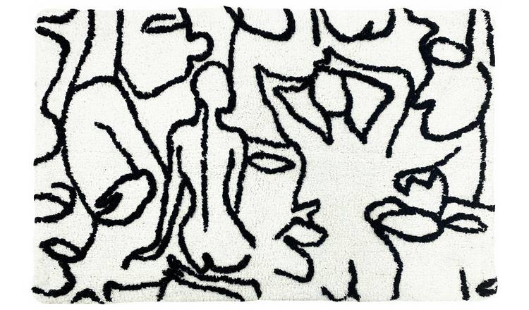 Buy Furn Cotton Everybody Bath Mat - White & Black | Bath mats | Argos