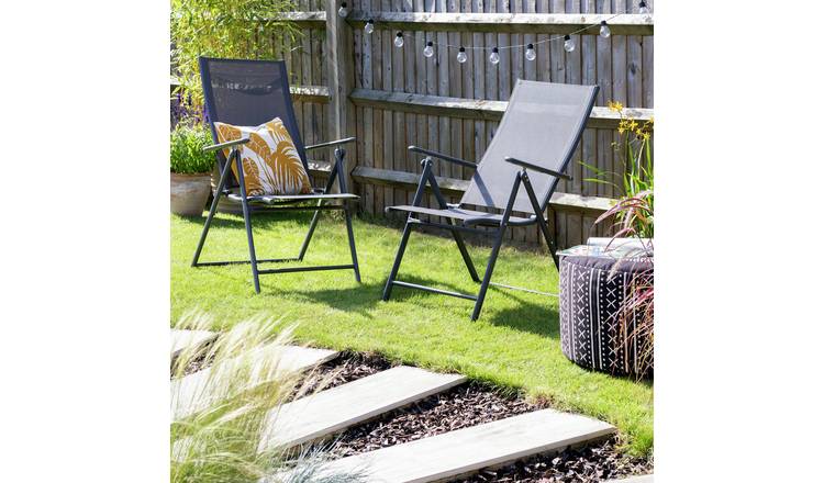 Buy Argos Home Set of 2 Metal Garden Chair Grey Garden chairs and sun loungers Argos