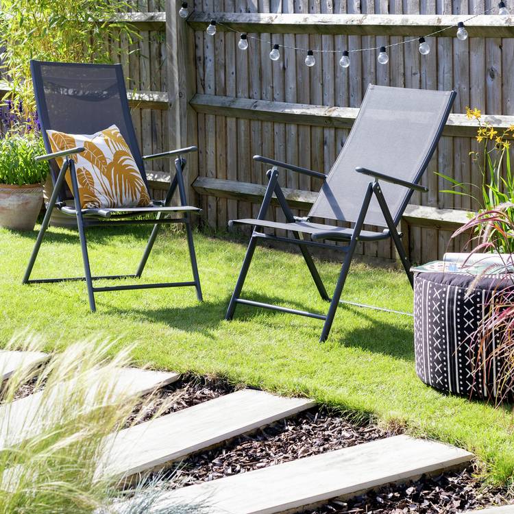 Argos Home Set of 2 Metal Garden Chair - Grey 0