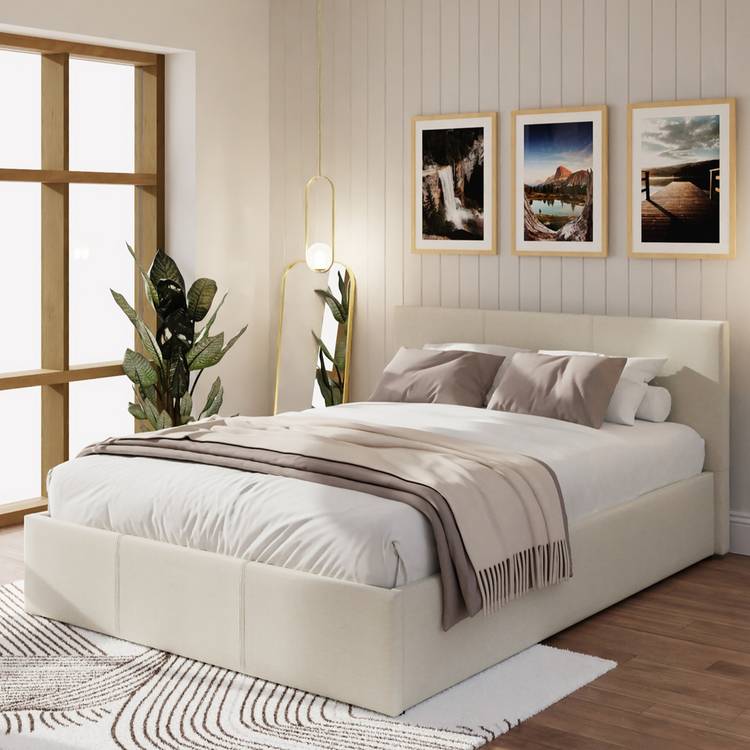 GFW End Lift Double Ottoman Bed Frame - Natural 0