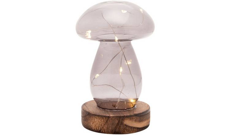 Hestia Glass Mushroom LED Table Lamp - Black