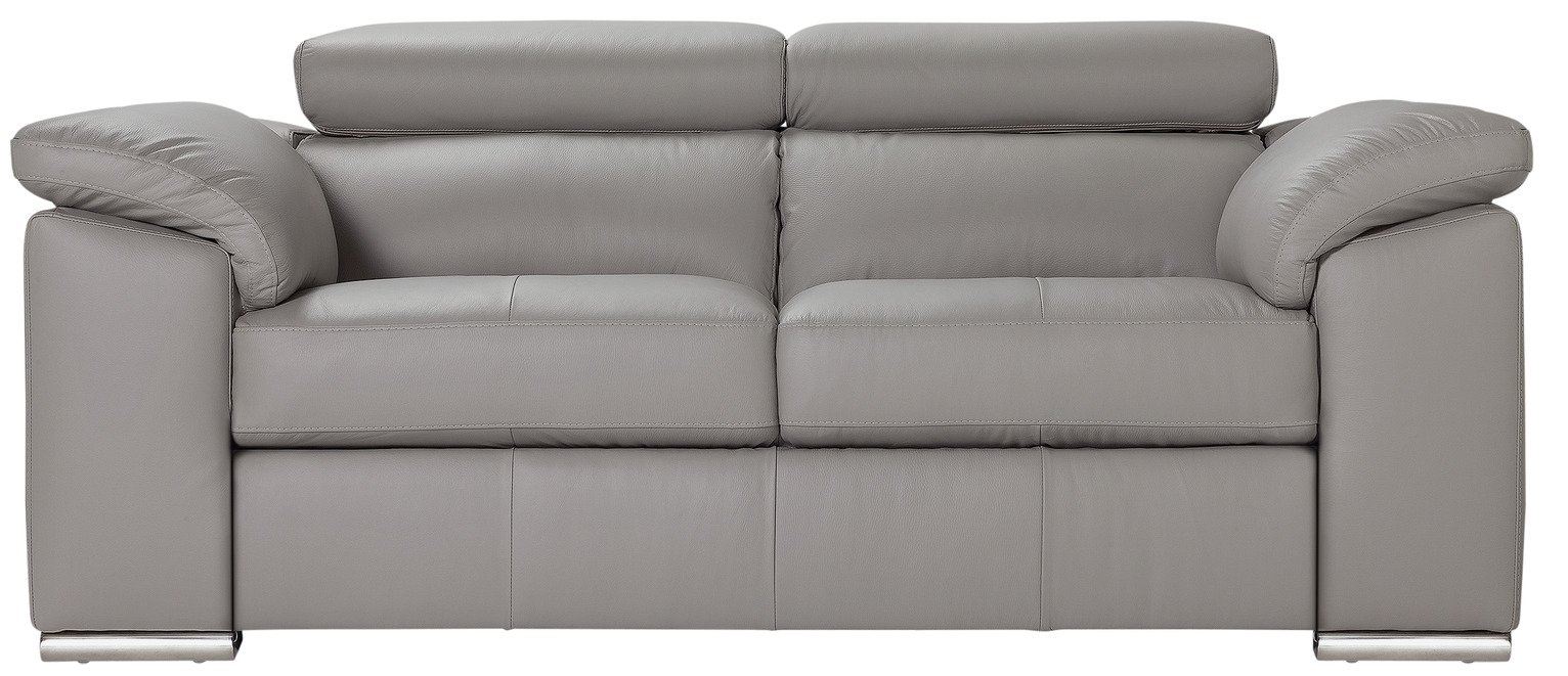 Argos Home Valencia 2 Seater Leather Sofa - Light Grey (4759450