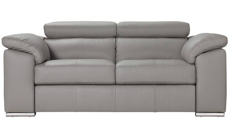 Argos Home Valencia 2 Seater Leather Sofa - Light Grey