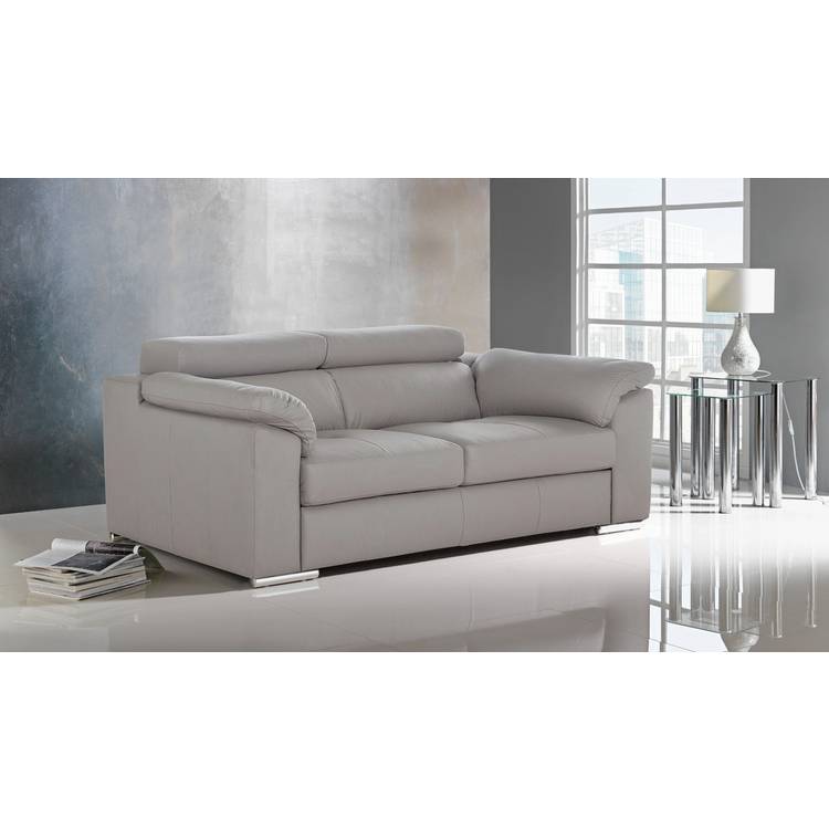 Argos Home Valencia Leather 2 Seater Sofa - Light Grey 0