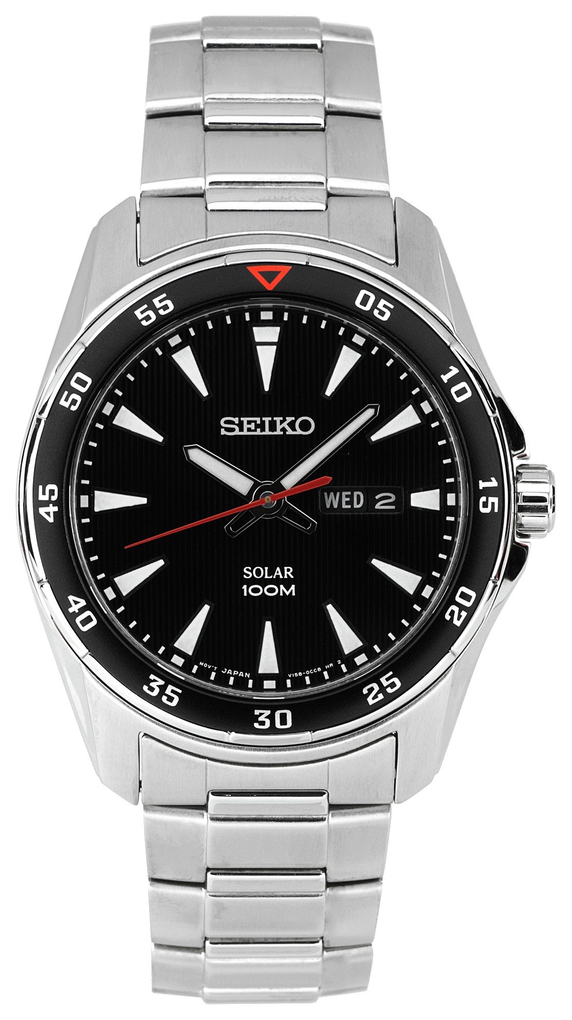 Seiko Men's Silver Steel Solar Powered Sports Watch