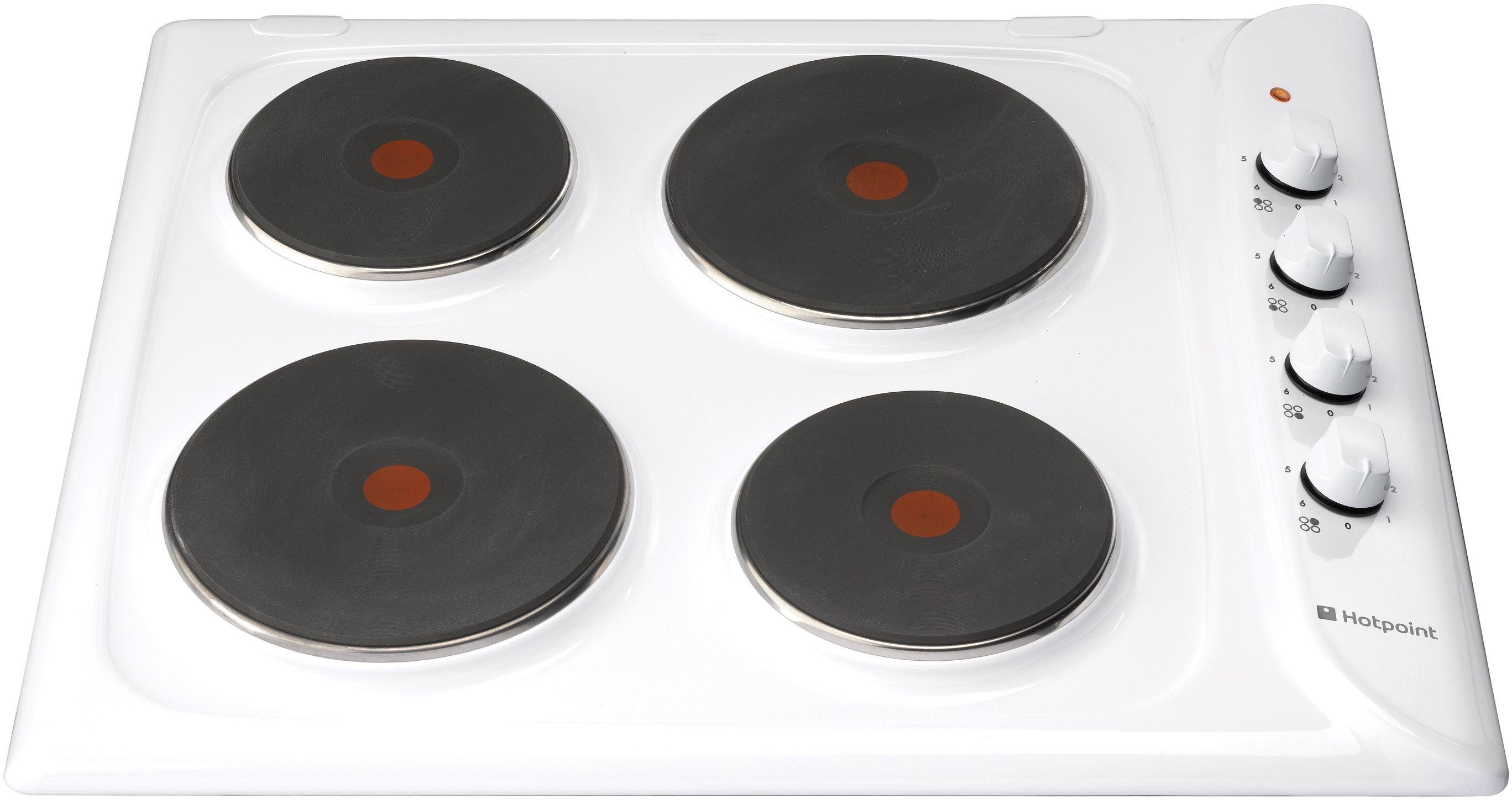 Hotpoint E604W Electric Solid Plate Hob - White