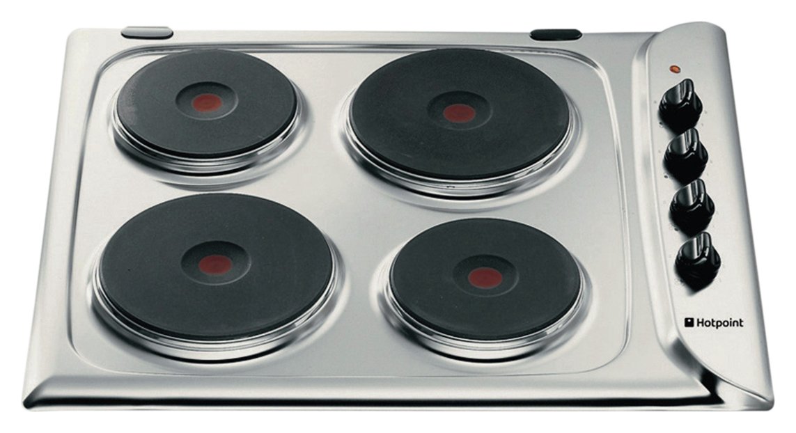 Hotpoint E604X Electric Solid Plate Hob - Stainless Steel