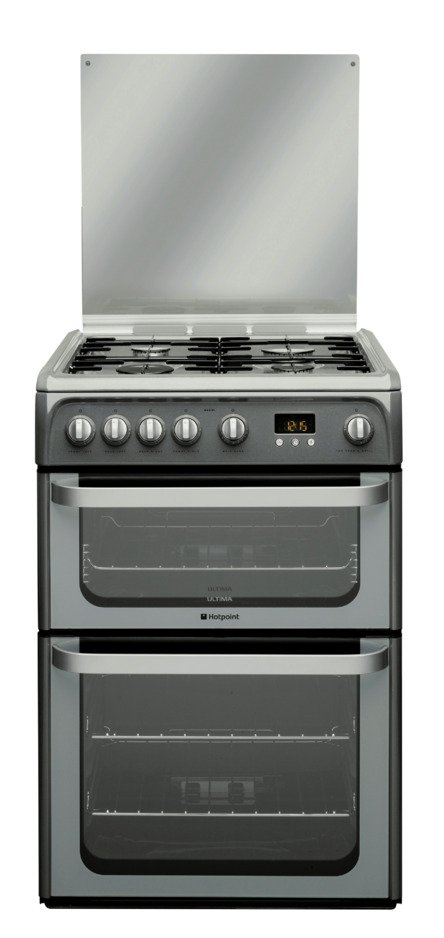 Hotpoint Ultima HUG61G 60cm Double Gas Cooker - Graphite