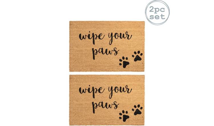Nicola Spring Coir Door Mats - Paws - Pack of 2