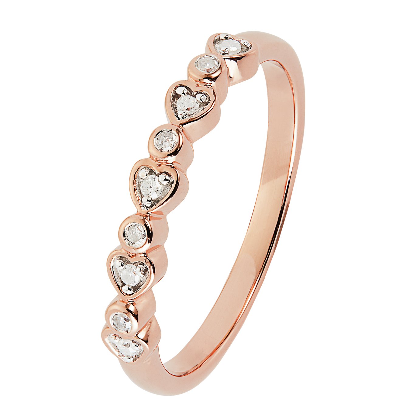 Revere 9ct Rose Gold Plated 0.05ct tw Diamond Heart Ring -H Review