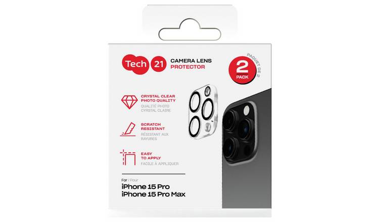 Tech21 iPhone 15 Pro/Pro Max Glass Camera Protector Twinpack