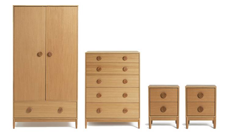 Habitat Cornelia 4 Piece 2 Door Wardrobe Set - Oak