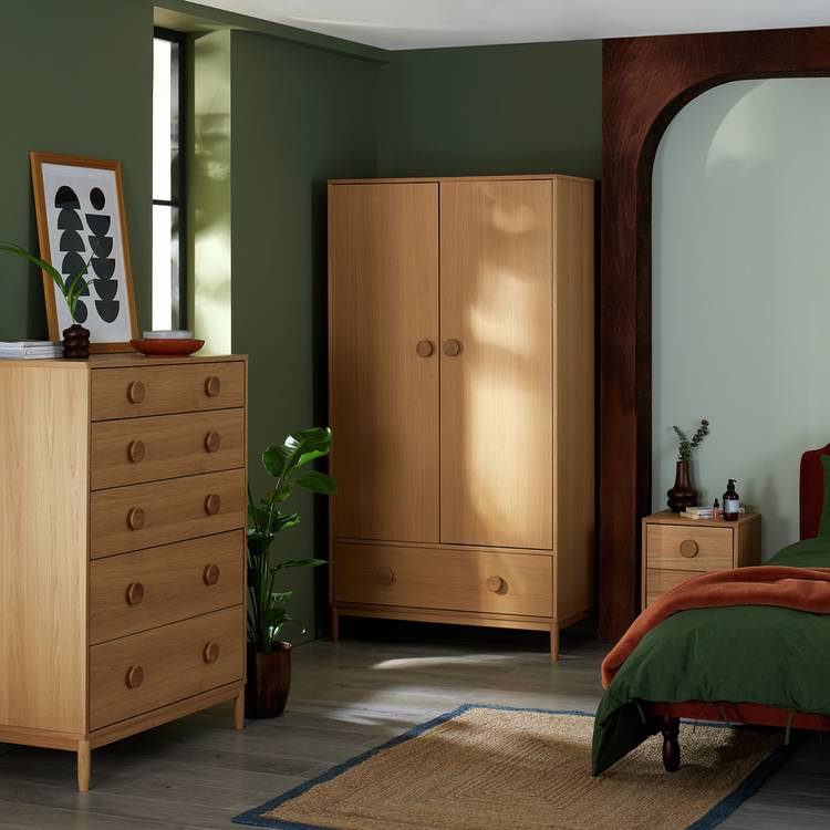 Habitat Cornelia 4 Piece 2 Door Wardrobe Set - Oak 0