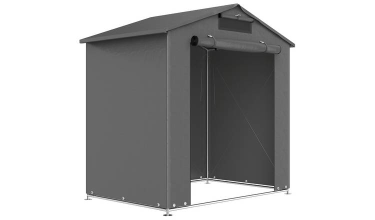 Outsunny Steel and PE Vented Garden Storage Shed - Dark Grey