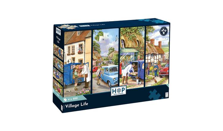 The House of Puzzles Village Life Puzzle 4 x 500 Piece Jigsaw Puzzles