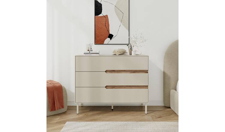Decortie Arch Dresser Wood‑Effect 3 Drawer Chest - Sand