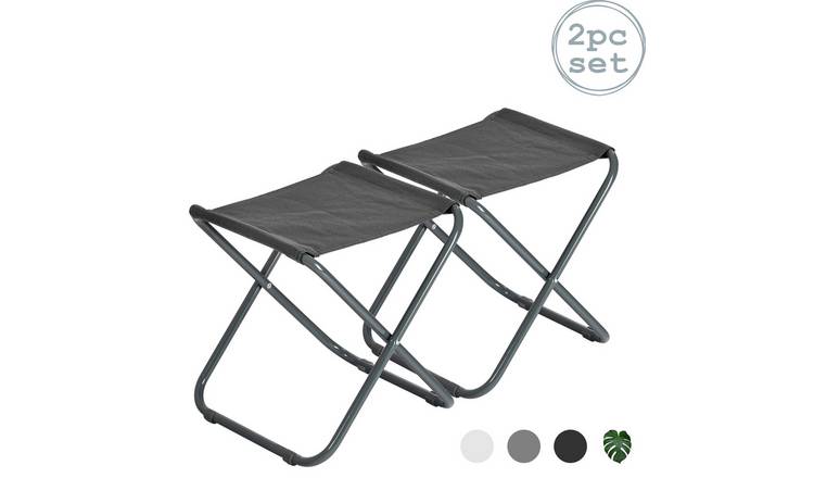 Harbour Housewares Classic Folding Stools - Grey - Pack of 2