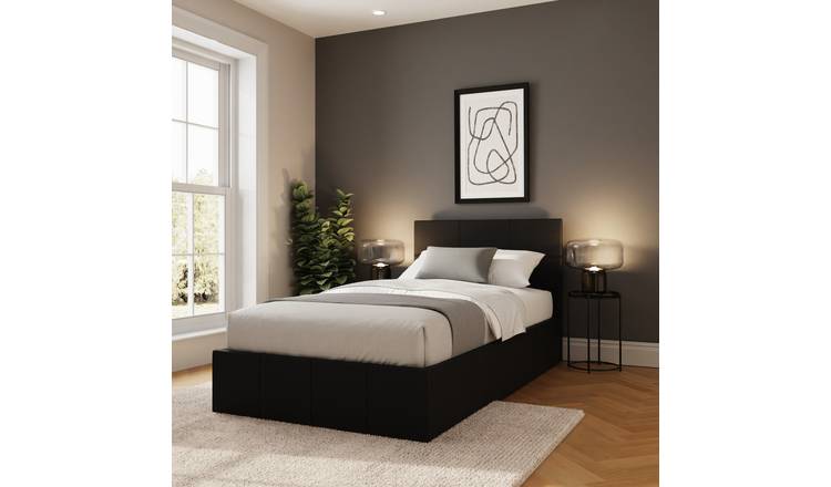 GFW Side Lift Single Faux Leather Ottoman Bed - Black