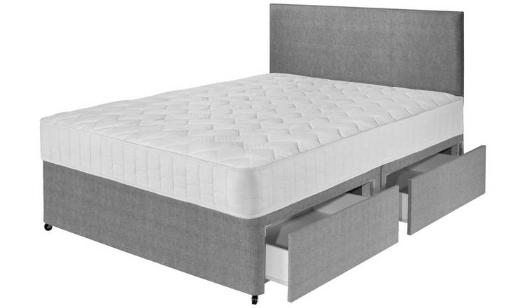 Buy Argos Home Elmdon Double Deep Ortho 4 Drawer Divan Bed -Grey ...