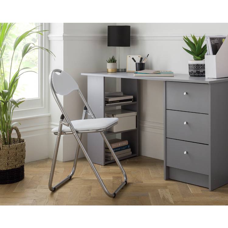 Argos Home Padded Faux Leather Folding Office Chair - White 0