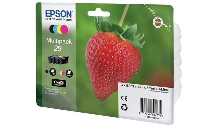 Epson 29 Strawberry Genuine Multipack, Eco-Friendly Packaging, 4
