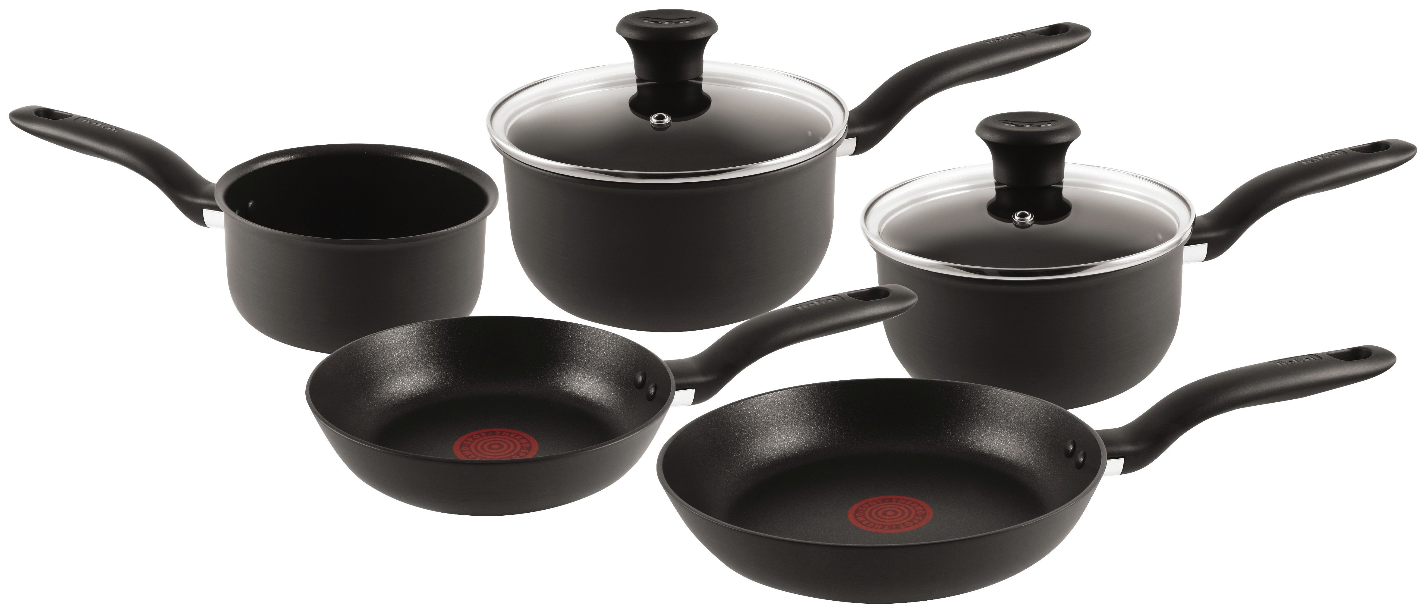 Tefal 5 Piece Non-Stick Hard Anodised Red Spot Pan Set