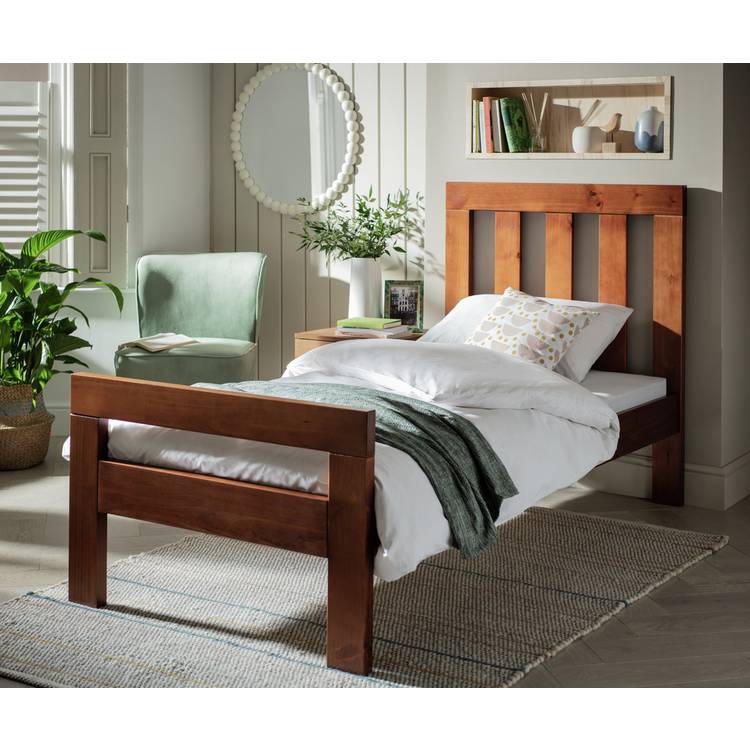 Argos Home Chile Single Wooden Bed Frame - Dark Wood 0