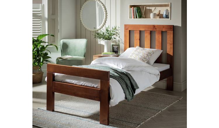 Habitat Chile Single Wooden Bed Frame - Dark Stain