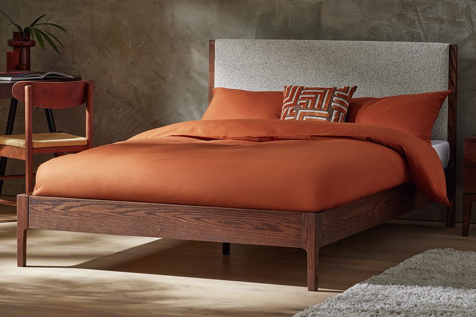 A Habitat Loxley kingsize boucle grey bed frame.